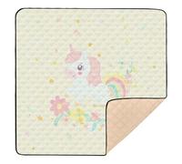 Tapis de jeu doux rembourré pour bébé, motif licornes de rêve, arc-en-ciel, pastel, tapis d'activités pour salle de jeux, tapis d'activités pour bébé, tout-petit, 127 x 127 cm