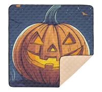 Tapis de jeu doux rembourré pour l'intérieur et l'extérieur - Motif citrouille d'Halloween - Résistant à l'eau - Pour bébés et tout-petits - 127 x 127 cm