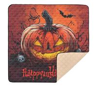 Tapis de jeu effrayant d'Halloween en forme de citrouille effrayante pour l'intérieur et l'extérieur 1 pièce pour bébés, nourrissons et tout-petits, 127 x 127 cm