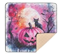Tapis de jeu effrayant Halloween Jack - O - Lanterne Chat doux rembourré pour bébé Tapis de jeu confortable pour bébé, tout-petit, 127 x 127 cm