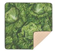 Tapis de jeu en mousse souple à imprimé végétal de chou vert pour bébé, confortable et respirant pour bébés, enfants, tout-petits, nourrissons, 127 x 127 cm