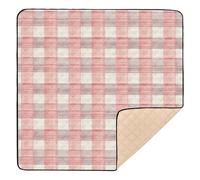 Tapis de jeu en mousse souple à motif pied-de-poule à chevrons rouge pour intérieur et extérieur, 1 pièce, pour bébés, nourrissons et tout-petits, 127 x 127 cm