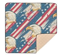 Tapis de jeu en mousse souple avec drapeau américain pour intérieur et extérieur, lavable, pour bébé, tout-petit, 127 x 127 cm