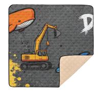 Tapis de jeu en mousse souple motif baleine et dauphin « plongée » pour intérieur et extérieur, portable, pour nouveau-nés, 127 x 127 cm