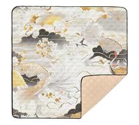 Tapis de jeu en mousse souple non toxique pour bébés et tout-petits, motif grue et fleurs, 127 x 127 cm