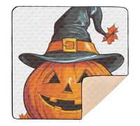 Tapis de jeu en mousse souple pour bébé avec chapeau de citrouille d'Halloween pour le sol, tapis confortable pour bébés, nourrissons et tout-petits, 127 x 127 cm