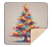 Tapis de jeu en mousse souple pour bébé motif arbre de Noël abstrait vibrant pour le sol, confortable et respirant, pour bébé, tout-petit, 127 x 127 cm