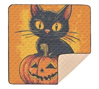 Tapis de jeu en mousse souple pour bébé, motif citrouille, chat, Halloween, tapis de jeu léger pour bébés, nourrissons et tout-petits, 127 x 127 cm