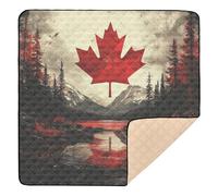 Tapis de jeu en mousse souple pour bébé, motif drapeau canadien, lavable sur le ventre et tapis à ramper pour bébés, nourrissons et tout-petits, 127 x 127 cm