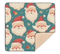 Tapis de jeu en mousse souple pour bébé motif tête de Noël pour le sol, tapis de jeu de voyage lavable pour bébés, nourrissons et tout-petits, 127 x 127 cm