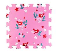 Tapis de Jeu en Mousse Souple pour Les Enfants et Les bébés - 9 Tapis Roses assemblables avec des Oiseaux