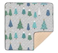 Tapis de jeu en mousse souple pour l'intérieur et l'extérieur, motif arbres colorés, flocons de neige, tapis de jeu lavable pour bébés, enfants, tout-petits, nourrissons, 127 x 127 cm