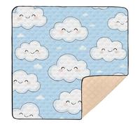 Tapis de jeu en mousse souple pour l'intérieur et l'extérieur, motif nuage bleu, tapis rembourré pour bébés, nourrissons, tout-petits, 127 x 127 cm