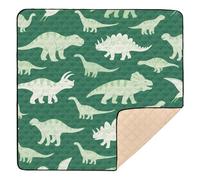 Tapis de jeu en mousse souple vert en forme de silhouette de dinosaure tricératops pour intérieur et extérieur, tapis d'activités pour bébé, tout-petit, 127 x 127 cm