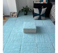 Tapis de Jeu en Peluche, 10 pièces de Tapis de Sol emboîtables en Mousse pelucheuse Multicolore(Light Blue)