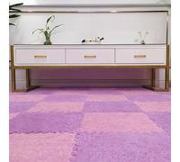Tapis de Jeu en Peluche, Tapis de Sol en Mousse en Peluche emboîtable, 10 pièces, Multicolore, for Chambre à Coucher et Salon(Purple+Pink)
