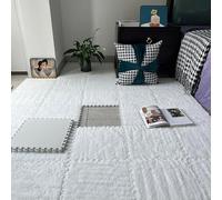 Tapis de Jeu en Peluche, Tapis de Sol en Mousse Peluche Multicolore, Puzzle carré imbriqué, 10 pièces(White)