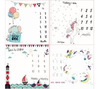 Tapis De Jeu En Tissu Avec Calendrier Pour Nouveau-Né, Couverture D'arrière Plan De Croissance Mensuelle Pour Bébé, Accessoires De Prise De Photos