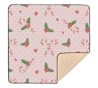 Tapis de jeu en une seule pièce pour bébé, motif sucre d'orge, houx, baies de houx, 127 x 127 cm