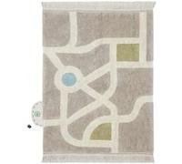 Tapis de jeu enfant lavable en coton - circuit voiture - 120 x 170 cm Beige G