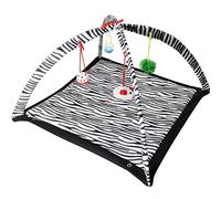 Tapis de jeu et d’activité mobile Freeas pour chien ou chat, Lit rembourré pour animal domestique avec jouets suspendus : clochettes, balles et souris