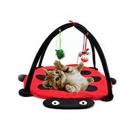 Tapis de jeu et d’activité mobile Freeas pour chien ou chat, Lit rembourré pour animal domestique avec jouets suspendus : clochettes, balles et souris