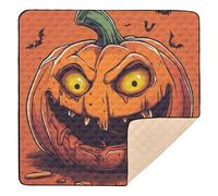 Tapis de jeu Halloween Citrouille Little Monster doux et épais pour bébé, tapis de jeu pour le sol, lavable sur le ventre, pour bébé, tout-petit, 127 x 127 cm