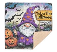 Tapis de jeu Halloween citrouille nain violet doux et épais pour l'intérieur et l'extérieur non toxique pour bébés, nourrissons et tout-petits, 127 x 127 cm
