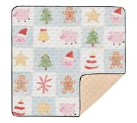 Tapis de jeu Happy Christmas en mousse souple pour intérieur et extérieur, lavable, pliable, pour salle de jeux pour bébés, enfants, tout-petits, nourrissons, 127 x 127 cm