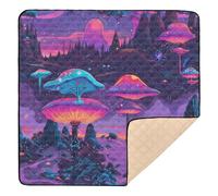 Tapis de jeu hippie psychédélique mignon pliable pour l'intérieur et l'extérieur - Tapis d'activité pour bébés et nourrissons - 127 x 127 cm