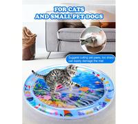 Tapis de jeu interactif pour chat - Conception de poissons flottants, matériau PVC imperméable, tapis de refroidissement rempli d'eau à thème océanique, convient aux petits chats et chiens, rafraîchis