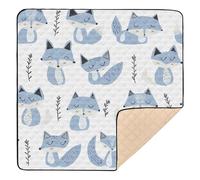 Tapis de jeu Jon Klassen style renard bleu ciel lavande blanc grand tapis de jeu élégant et épais pour bébé pour le sol, tapis d'activité léger et pliable pour bébés, nourrissons et tout-petits, 127 x