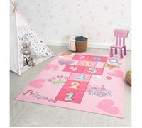 the carpet Happy Life Tapis de Jeu Lavable pour Chambre d'enfant Motif Chiffres Rose 120 x 160 cm