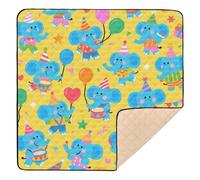 Tapis de jeu léger et pliable pour bébé, motif éléphant bleu, 127 x 127 cm