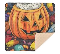 Tapis de jeu mignon et pliable pour bébé Halloween Candy pour le sol, tapis de jeu de voyage confortable pour bébés, nourrissons et tout-petits, 127 x 127 cm