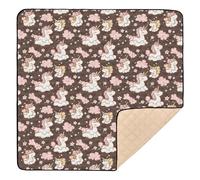 Tapis de jeu mignon motif licornes rétro doux et épais pour bébé pour intérieur et extérieur, résistant à l'eau, pour bébé, tout-petit, 127 x 127 cm