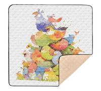 Tapis de jeu mignon multi-oiseaux coloré doux et épais pour bébé, tapis de jeu pour le sol, tapis d'activités pliable pour bébés, nourrissons et tout-petits, 127 cm x 127 cm alfombras para jugar Bebes