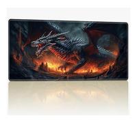 Tapis de jeu MTG avec bords cousus, 61 x 35,6 cm cousu TCG Tapis de jeu de cartes Commander Board Tapis de jeu Surface en caoutchouc lisse Tapis de bureau de jeu de bataille Art Fire Dragon