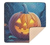 Tapis de jeu multicolore en forme de citrouilles d'Halloween doux et épais pour l'intérieur et l'extérieur, confortable, respirant, pour bébés, nourrissons et tout-petits, 127 x 127 cm
