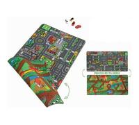 Paradiso Tapis de jeu Duoplay 2-en-1 80 x 120 cm Circuit urbain et univers agricole Multicolore