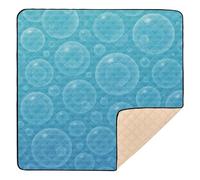 Tapis de jeu pliable à motif de bulles lagon pour bébé - Imperméable - Pour bébé et enfant - 127 x 127 cm