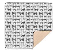 Tapis de jeu pliable avec nœud journal, noir et blanc, résistant à l'eau, tapis de jeu rembourré pour bébé et tout-petit, 127 x 127 cm
