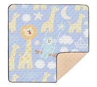 Tapis de jeu pliable drôle singe girafe lilas bleu mignon pour l'intérieur et l'extérieur non toxique pliable ventre et ramper pour bébés, nourrissons et tout-petits, 127 x 127 cm Tapete de gimnasio