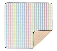 Tapis de jeu pliable et mignon à rayures arc-en-ciel pour intérieur et extérieur, tapis de frappe léger pour bébé, tout-petit, 127 x 127 cm
