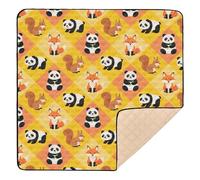 Tapis de jeu pliable et mignon en forme d'écureuil panda pour le sol confortable pour les bébés, les tout-petits, les nourrissons, 127 x 127 cm