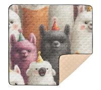 Tapis de jeu pliable multicolore avec motif alpagas pour l'intérieur et l'extérieur, non toxique, pour nouveau-nés, bébés, nourrissons, tout-petits, 127 x 127 cm