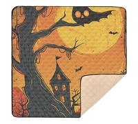 Tapis de jeu pliable pour bébé avec illustration d'Halloween dessinée à la main pour le sol, imperméable, tapis d'activité pour bébés, nourrissons et tout-petits, 127 x 127 cm
