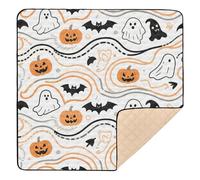 Tapis de jeu pliable pour bébé Halloween fantôme citrouille orange pour intérieur et extérieur portable pour bébé enfant tout-petits nourrissons 127 x 127 cm Tapette piano para
