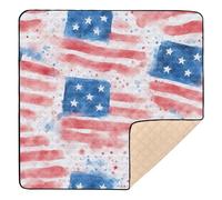 Tapis de jeu pliable pour bébé motif aquarelle fragments de drapeau pour le sol, tapis d'éveil portable pour bébés, nourrissons et tout-petits, 127 x 127 cm