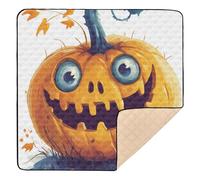 Tapis de jeu pliable pour bébé, motif citrouille d'Halloween, petit monstre, pour salle de jeux, 127 x 127 cm